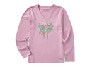 Life is Good Women's Long Sleeve Crusher Vee - Fall Luna Moth
