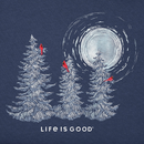 Life is Good Women's Long Sleeve Crusher Vee - Snowy Pines with Cardinals