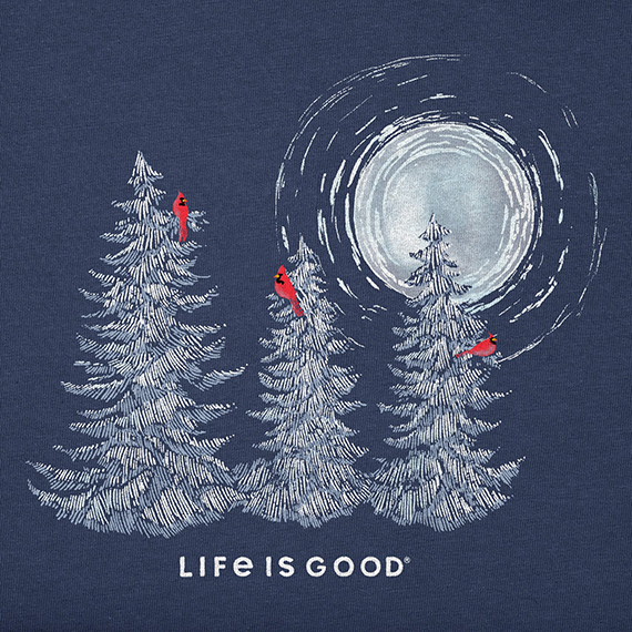 Life is Good Women's Long Sleeve Crusher Vee - Snowy Pines with Cardinals