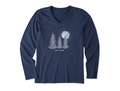 Life is Good Women's Long Sleeve Crusher Vee - Snowy Pines with Cardinals