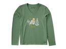 Life is Good Women's Long Sleeve Crusher Vee - Peace Owls