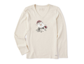Life is Good Women's Long Sleeve Crusher Vee - Snowman with Red Wine