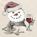 Life is Good Women's Long Sleeve Crusher Vee - Snowman with Red Wine