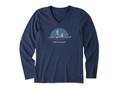Life is Good Women's Long Sleeve Crusher Vee - Frogs on a Croc
