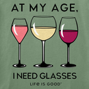 Life is Good Women's Long Sleeve Crusher Vee - I Need Glasses Wine