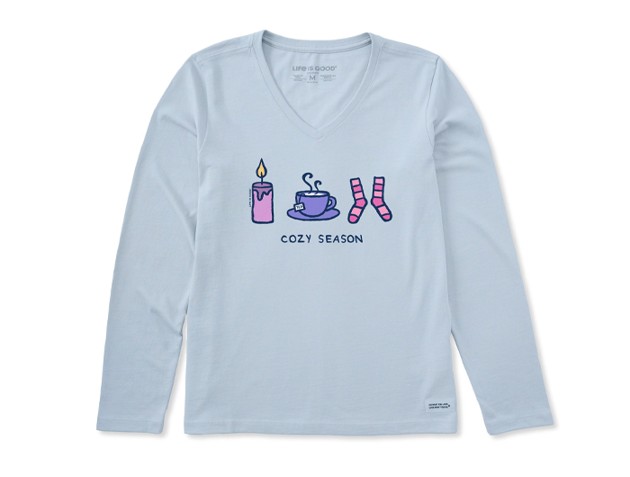 Life is Good Women's Long Sleeve Crusher Vee - Cozy Season