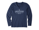 Life is Good Women's Long Sleeve Crusher Vee - Positive Lifestyle Dog