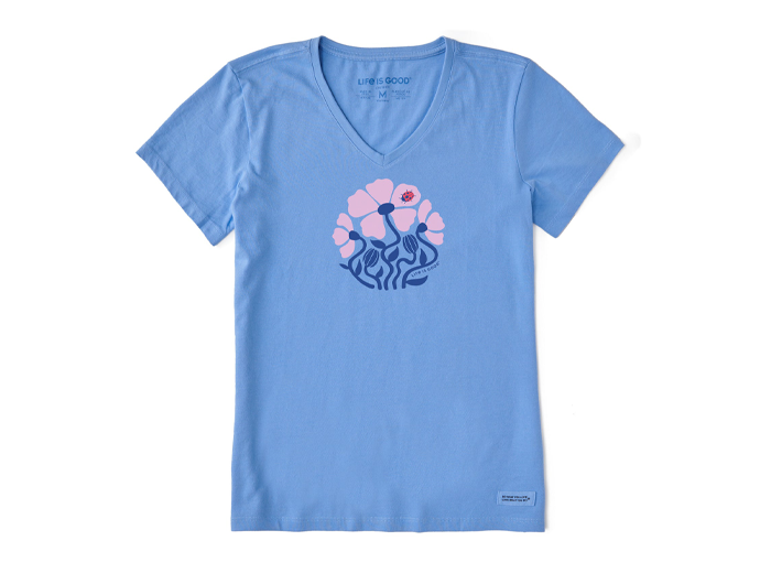 Life Is Good Women's Crusher Lite Vee - Ladybug Flowers