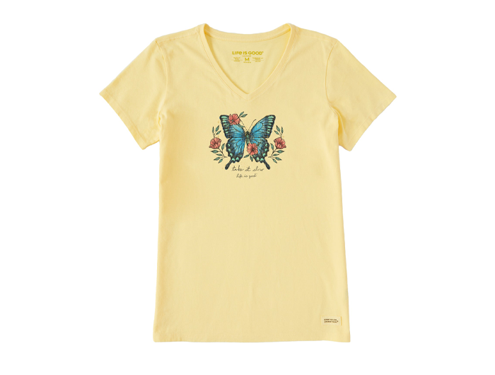 Life Is Good Women's Crusher Lite Vee - Butterfly Take It Slow