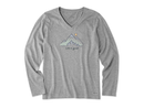 Life is Good Women's Long Sleeve Crusher Lite Vee - Green Mountains
