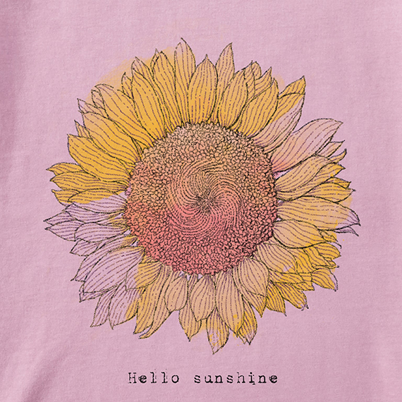Life is Good Women's Long Sleeve Crusher Lite Vee - Hello Sunshine Sunflower