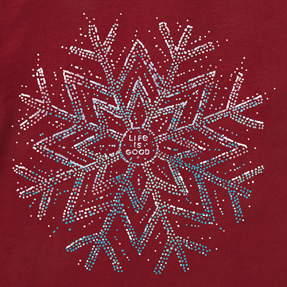 Life is Good Women's Long Sleeve Crusher Lite Vee - Sparkle Snowflake
