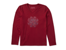 Life is Good Women's Long Sleeve Crusher Lite Vee - Sparkle Snowflake