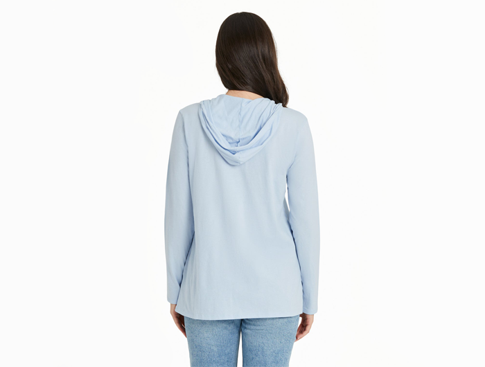 Life is Good Women's Long Sleeve Hooded Crusher Lite Tee - Patterna Floating Floral Sea Turtle