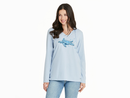 Life is Good Women's Long Sleeve Hooded Crusher Lite Tee - Patterna Floating Floral Sea Turtle