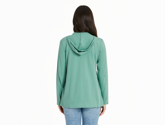 Life is Good Women's Long Sleeve Hooded Crusher Lite Tee - Best Things Floral Paw