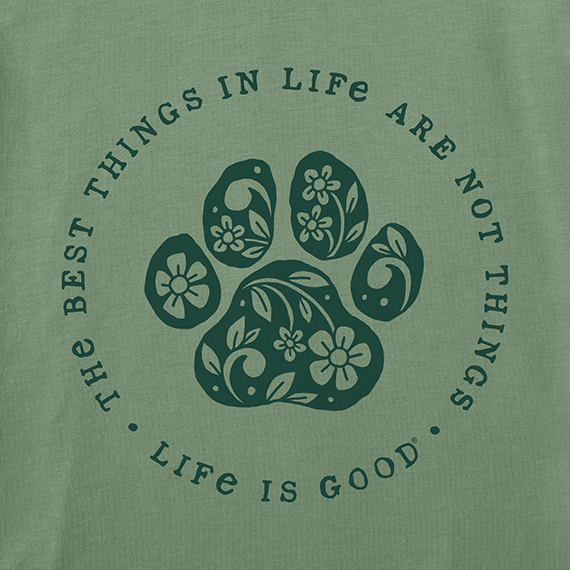 Life is Good Women's Long Sleeve Hooded Crusher Lite Tee - Best Things Floral Paw