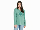 Life is Good Women's Long Sleeve Hooded Crusher Lite Tee - Best Things Floral Paw