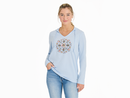 Life is Good Women's Long Sleeve Hooded Crusher Lite Tee - Floral Bee Mandala
