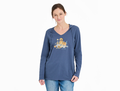 Life is Good Women's Long Sleeve Hooded Crusher Lite Tee - Golden Hour
