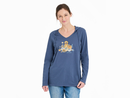Life is Good Women's Long Sleeve Hooded Crusher Lite Tee - Golden Hour