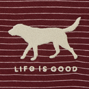 Life is Good Women's Long Sleeve Striped Hooded Crusher Lite Tee - Dog Walking