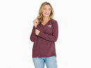 Life is Good Women's Long Sleeve Striped Hooded Crusher Lite Tee - Dog Walking