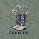 Life is Good Women's Slub Easy Fit Tee - Giddy Up Flower Boots