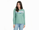 Life is Good Women's Long Sleeve Slub Easy Fit Tee - Landscape Mountain Scene