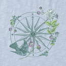 Life is Good Women's Long Sleeve Slub Easy Fit Tee - Antique Compass Bird and Flowers