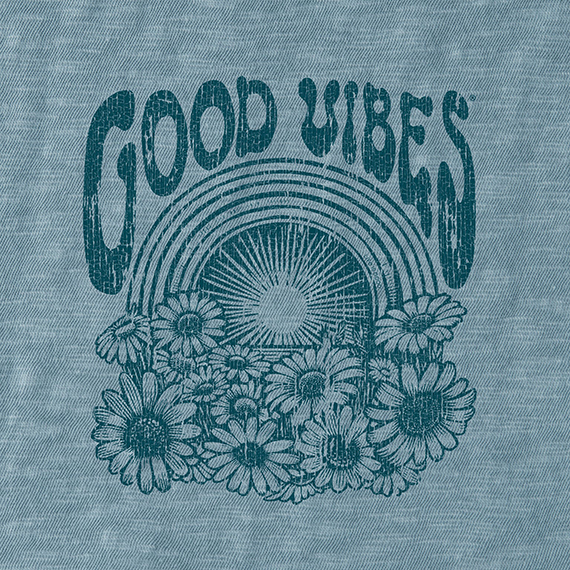 Life is Good Women's Slub Easy Fit Tank - Good Vibes Flowers