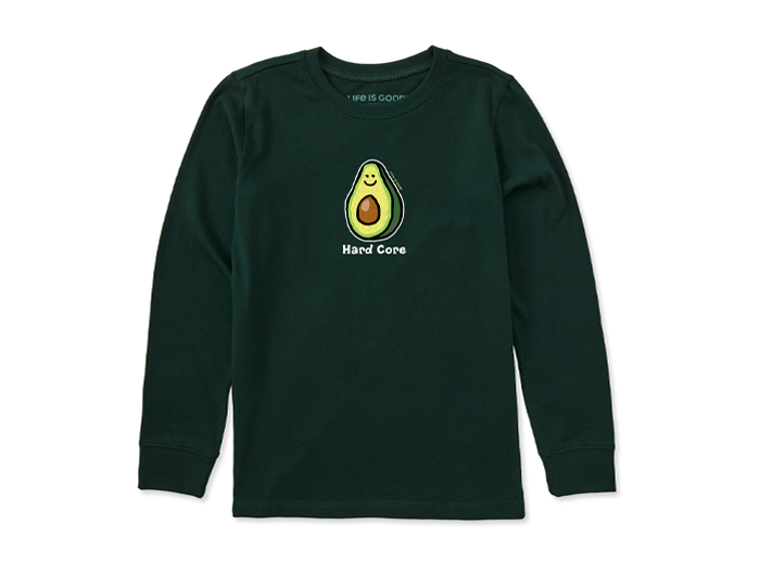 Life is Good Kid's Long Sleeve Crusher Tee - Hard Core Avocado