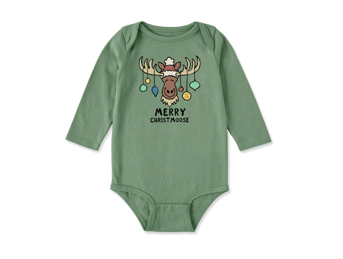 Life is Good Infant Long Sleeve Crusher Baby Bodysuit - Merry Christmoose Ornaments