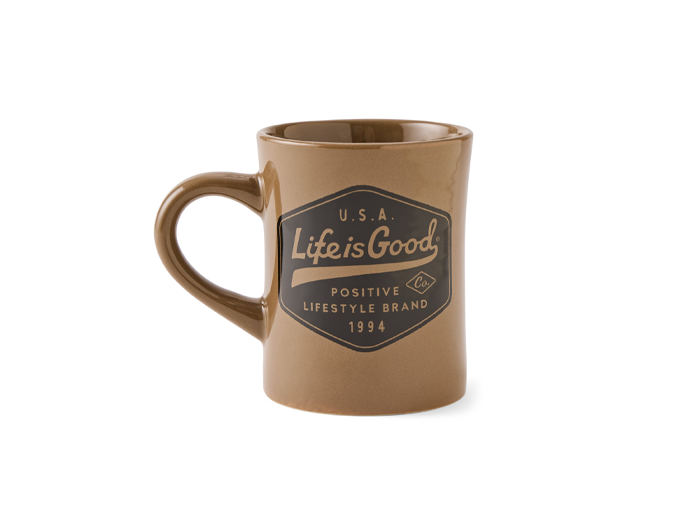 Life is Good Diner Mug - Positive Lifestyle Crest