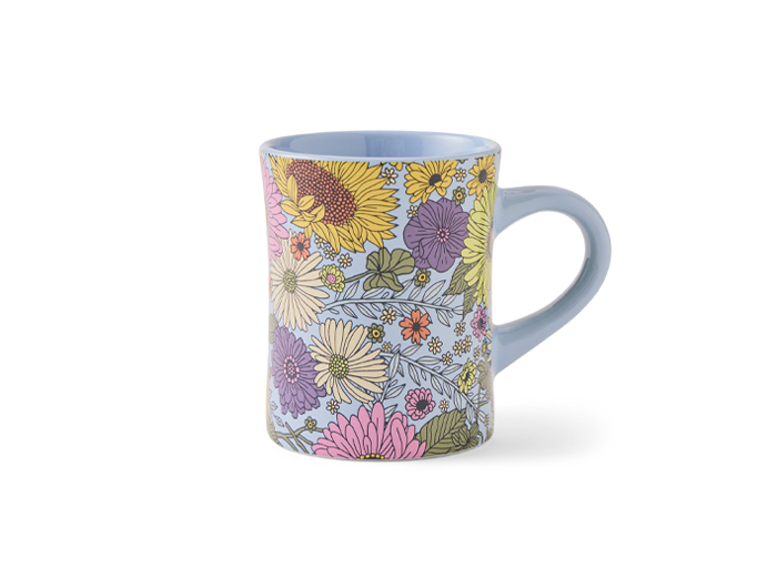 Life is Good Diner Mug - Sunshine Floral Pattern