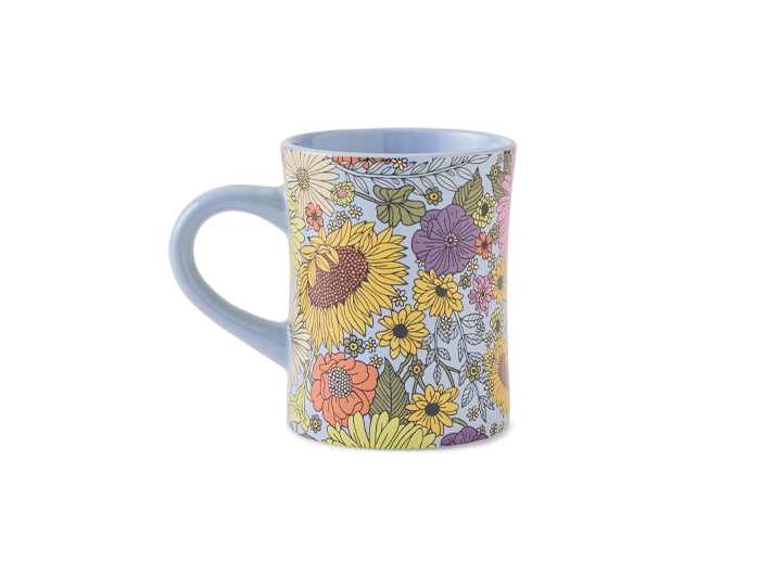 Life is Good Diner Mug - Sunshine Floral Pattern