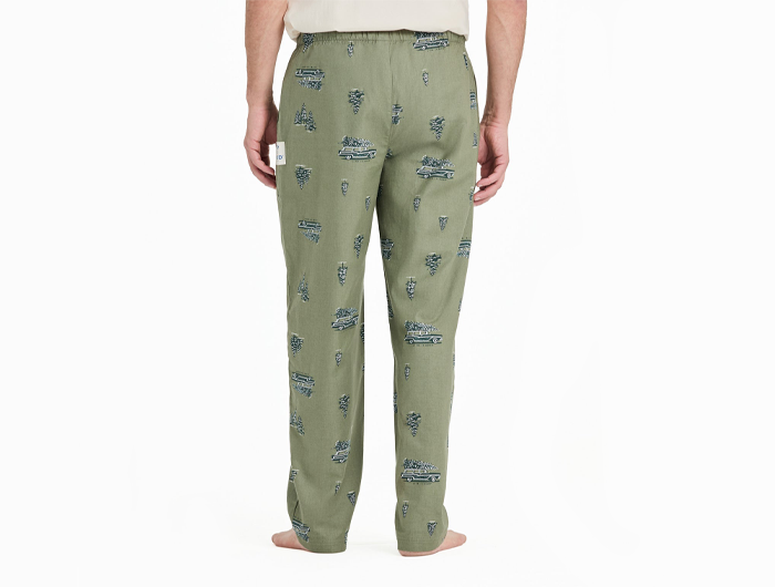 Life is Good Men's Classic Sleep Pant - Christmas Tree Wagon Pattern