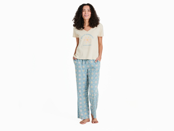Life is Good Women's Snuggle Up Sleep Pant - Hello Sunshine Pattern