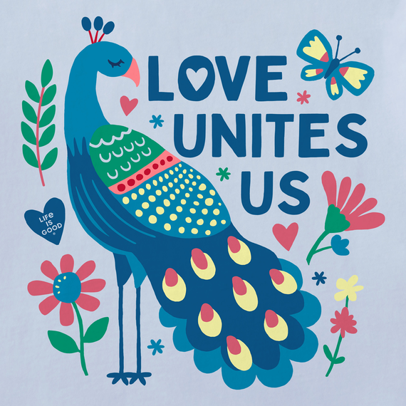 Life is Good Women's Crusher Tee - Love Unites Us Peacock