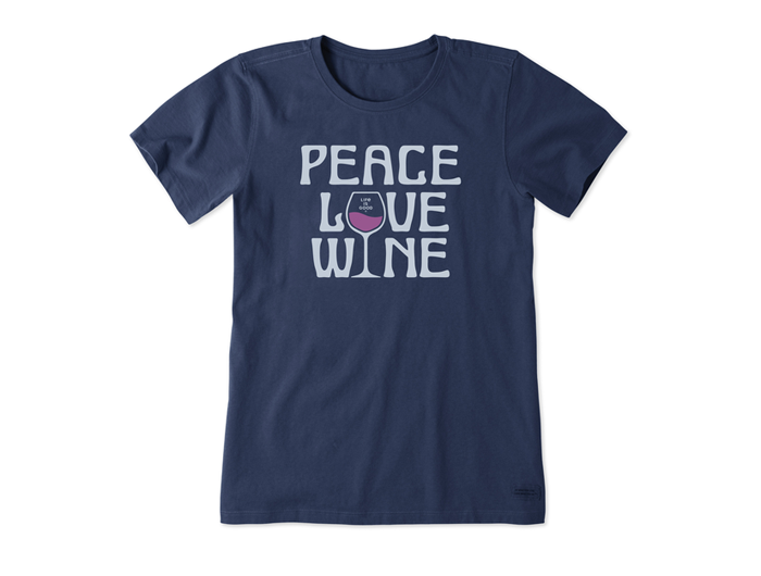 Life is Good Women's Crusher Tee - Peace Love & Wine