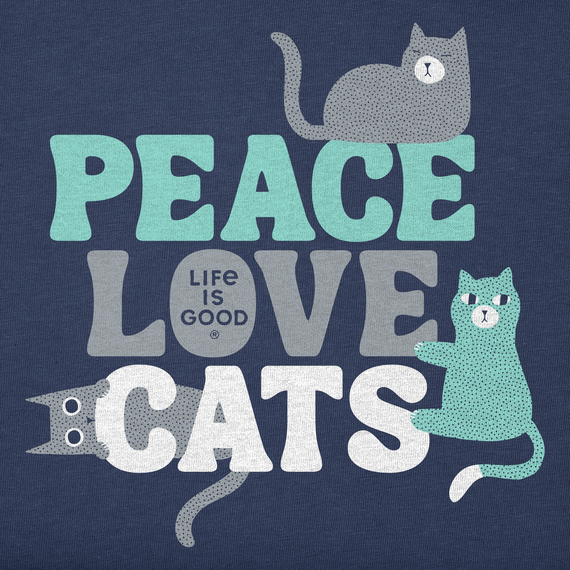 Life is Good Women's Crusher Tee - Peace Love & Cats