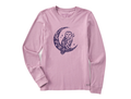 Life is Good Women's Long Sleeve Crusher Tee - Floral Owl on Moon