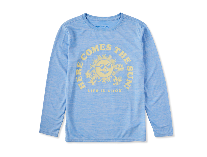 Life is Good Kids' Long Sleeve Sun Crusher - Here Comes the Sun Mascot