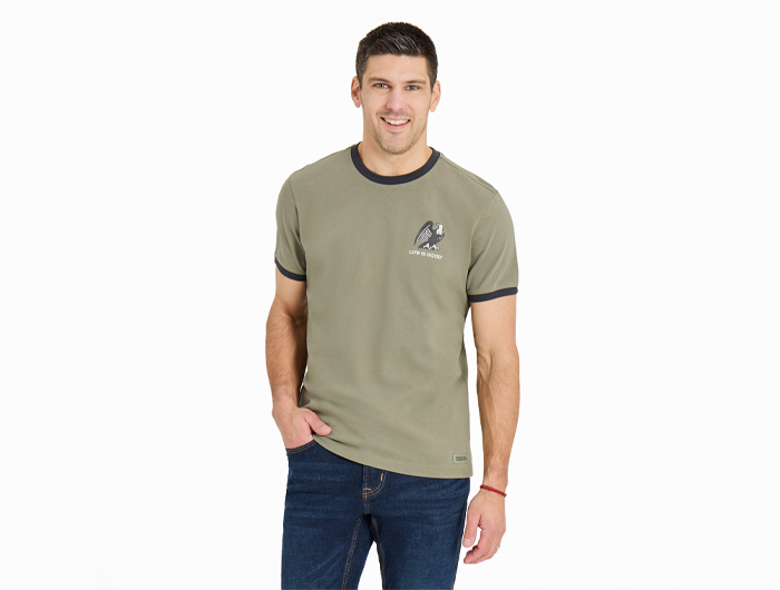 Life is Good Men's Classic Crusher Ringer Tee - Living the Dream Eagle