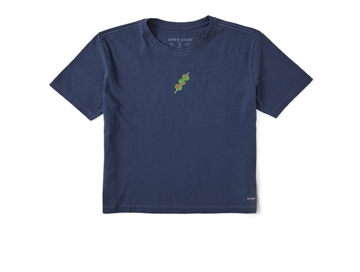 Life is Good Women's Boxy Crusher Tee - Olive Stack Mini