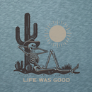 Life is Good Men's Slim Fit Slub Tee - Life Was Good Cowboy Skull