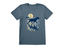 Life is Good Women's Crusher Tee - Moonlit Running Dog Silhouette