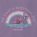 Life is Good Women's Crusher Vee - Oh What a Beautiful Day Rainbow Waves