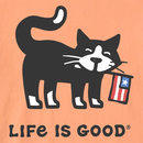 Life is Good Kids' Crusher Tee - Cat with Flag