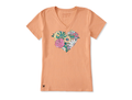 Life is Good Women's Crusher Vee - Retro Flower Heart